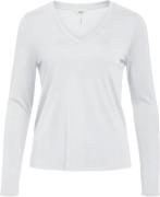 Object Objannie RE L/S Vneck TOP Noos Kvinde White Langærmede T-shirts...