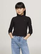 Tommy Hilfiger Mock Neck RIB TOP LS Kvinde Black Toppe Str 8 - hos Mag...