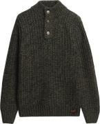 Superdry Chunky Knit Henley Mand Olive Black Twist Sweaters Str XXXL -...