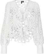 Vero Moda Vmnikki Lace LS Vneck TOP WVN Kvinde Snow White Toppe Str XS...