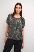 Kaffe Kaamber SL Printed Kvinde Black/turtledove Leaf Print Toppe Str ...