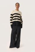 Soaked in Luxury Slselta Striped Pullover Kvinde Sandshell W Black Str...