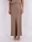 Neo Noir Vicky Heavy Sateen Skirt Kvinde Dark Taupe Maxi Nederdele Str...