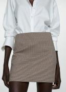 MANGO Houndstooth Miniskirt Kvinde Brown Korte Nederdele Str L - hos M...