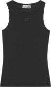 Ganni Soft Cotton Rib Tank Top Kvinde Black Tanktoppe Str L - hos Maga...