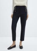 MANGO Cropped Button Trousers Kvinde Navy Bukser Med Smalle Ben Str 40...