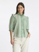 Neo Noir Chacha Graphic Blouse Kvinde Dusty Green Kortærmede Bluser St...