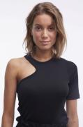 Oval Square Osparty Cutout tee Kvinde Black Toppe Tight Fit Str L - Ny...