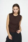 esmé studios Esnico Knit Top Kvinde Coffee Bean Kortærmede T-shirts St...