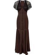 ROTATE Birger Christensen Lace Maxi Vneck Dress Kvinde Chicory Coffee ...