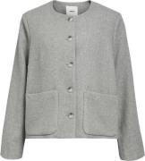 Object Objpisa Short Jacket DIV Kvinde Light Grey Melange Overgangsjak...