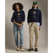 Polo Ralph Lauren Cotton Linen Blendlsl-plo Mand Bear Navy Sweaters St...