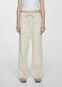 MANGO Elastic Waist Cotton Trousers Kvinde Natural White Bukser Med Li...