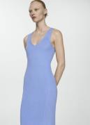 MANGO Knit Strapless Dress Kvinde Lt-pastel Blue Midi Kjoler Str L - h...