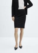 MANGO Pencil Skirt With Romeknit Opening Kvinde Black Midi Nederdele S...