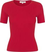 A-VIEW Rib Knit Short Sleeve top Kvinde Red Sweaters Str XS - hos Maga...