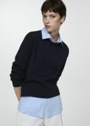 MANGO Combined Shirt Sweater Kvinde Navy Sweaters Str L - hos Magasin