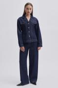 Second Female Columbus Trousers Kvinde Dark Blue Denim Bukser Med Bred...