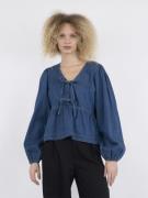 Neo Noir Esmée D Blouse Kvinde Vintage Blue Langærmede Bluser Str 34 -...