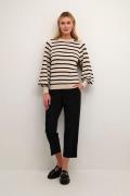 Kaffe Kamala Stripe Knit Pullover Kvinde Feather Gray Melange/black La...