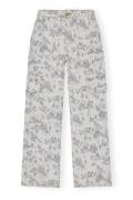 Ganni Print Denim Angi Kvinde Tofu Bukser Med Brede Ben Str 29 Denim -...