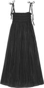 Ganni Viscose Habotai Midi Smock Strap Dr Kvinde Black Midi Kjoler Str...