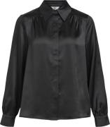 Object Objsateen L/S Shirt Noos Kvinde Black Langærmede Bluser Str 42 ...