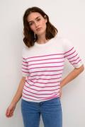 Kaffe Kalizza Narrow Striped Pullover Kvinde Chalk/rose Violet Sweater...