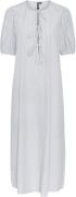 Pieces Pcholly 2/4 Oneck TIE Ankle Dress Kvinde Faded Denim/white Maxi...