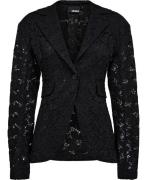 ROTATE Birger Christensen Lace Figure Fitted Blazer Kvinde Black Blaze...