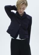 MANGO Cropped Jacket With Buttons Kvinde Navy Blazere Str L - hos Maga...