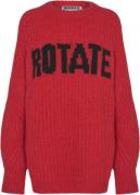 ROTATE Birger Christensen Knitted Logo Sweater Kvinde High Risk Red Sw...