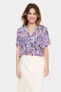 Saint Tropez Agnessz SS Top Kvinde Pink C. Ikat Paint Kortærmede Bluse...