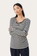 Part Two Falishapw TS Kvinde Dark Navy Stripe Langærmede T-shirts Regu...