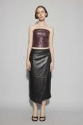 Oval Square Reflection Leather Skirt Kvinde Black Midi Nederdele Str M...