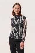 Soaked in Luxury Slaldora Mockneck LS Kvinde Black & White Rock Print ...