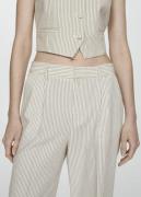 MANGO Straight Striped Trousers Kvinde Light Beige Bukser Med Lige Ben...