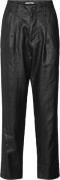 Rabens Saloner Glazed Pleat Pants Raina Kvinde Black Læderbukser Str L...