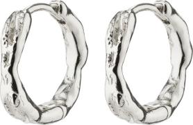 Pilgrim Eddy Recycled Organic Shaped Small Hoops Silverplated One size...