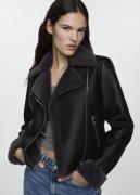 MANGO Faux Shearlinglined Jacket Kvinde Black Læderjakker Str S - Læde...