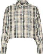 Something New Sncourteney LS Cropped Shirt NST Kvinde Oatmeal/checks L...