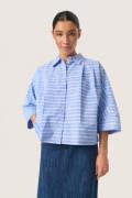 Soaked in Luxury Slmerona Shirt Kvinde Blue And White Stripe Kortærmed...