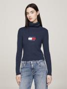 Tommy Hilfiger TJW Melange Trtlnck Flag Sweater Kvinde Dark Night Navy...