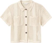 Name It Nkfhisilka SS Shirt Str 116 - Oatmeal Skjorter hos Magasin