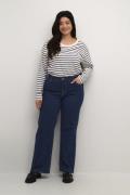 Kaffe Curve Kckanna Flora Flared Jeans Kvinde Washed Blue Denim Flared...