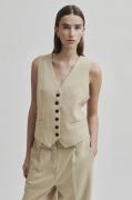 Second Female Navada Wool Waistcoat Kvinde Beige Melange Veste Str L -...