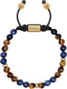 Nialaya Men's Beaded Bracelet With Dumortierite, Brown Tiger Eye and M...