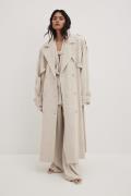 NA-KD Linen Trench Coat Kvinde Light Beige Trenchcoats Str EU 38 - hos...