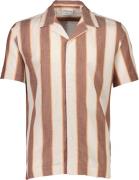 Lindbergh Striped Linen/cotton Shirt S/S Mand Burnt Clay Kortærmede Sk...