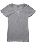 Magasin Ava Pointelle Tshirt Organic Gots Str 4 Light Grey Melange Kor...